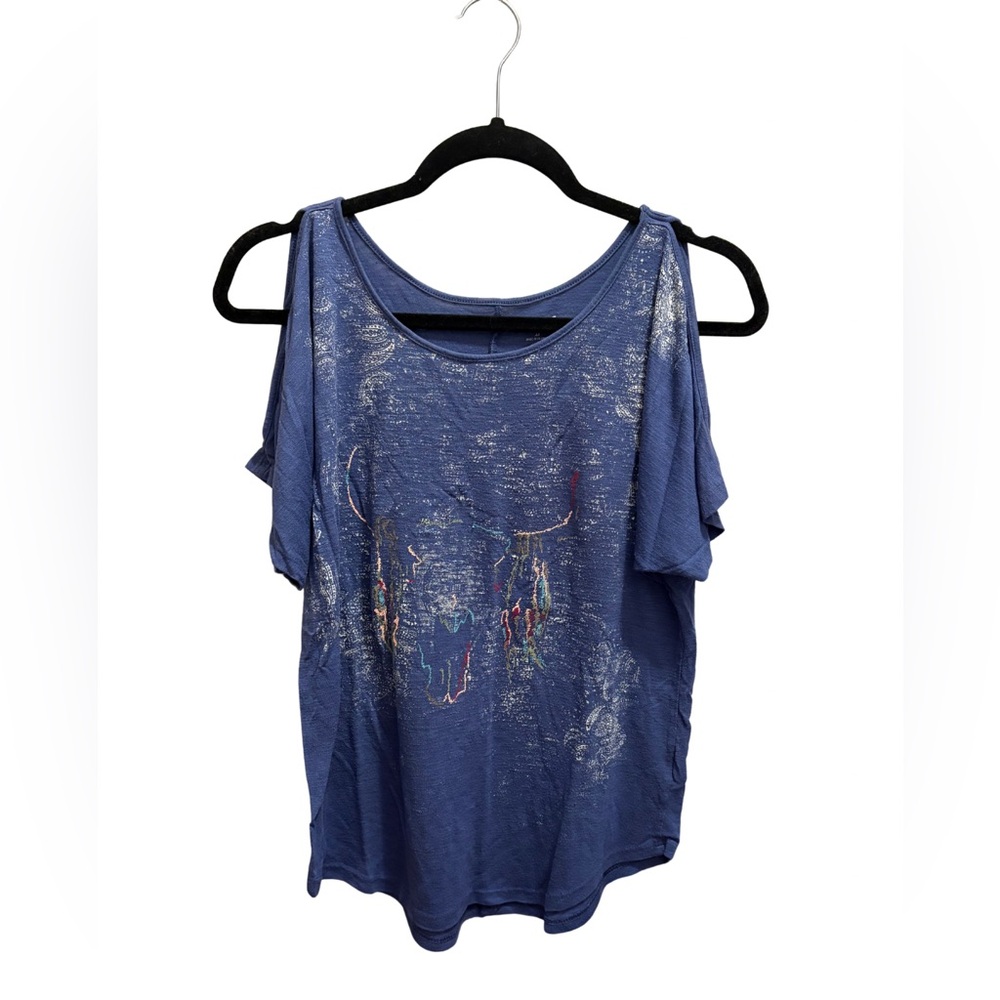 Blue Sleeveless Cut Out Relaxed T-Shirt